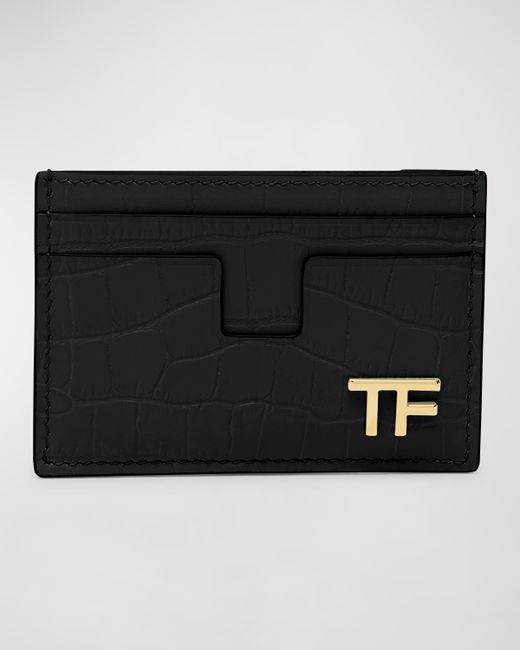 Tom Ford Croc-Embossed Leather Card Holder