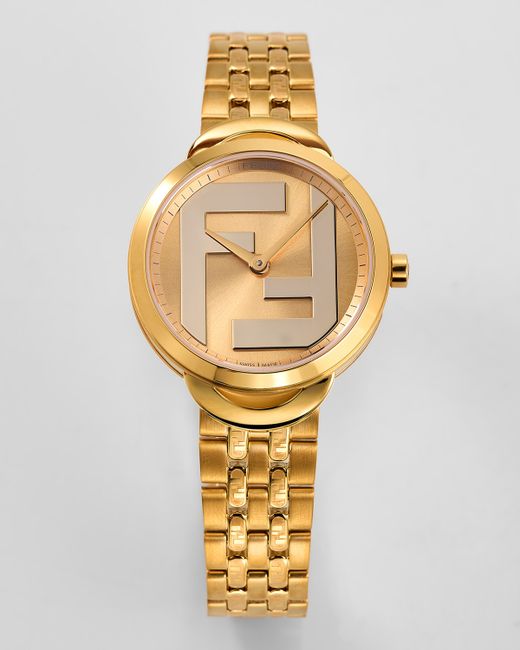 Fendi 30mm PVD Sunray Watch with Bracelet Strap Gold