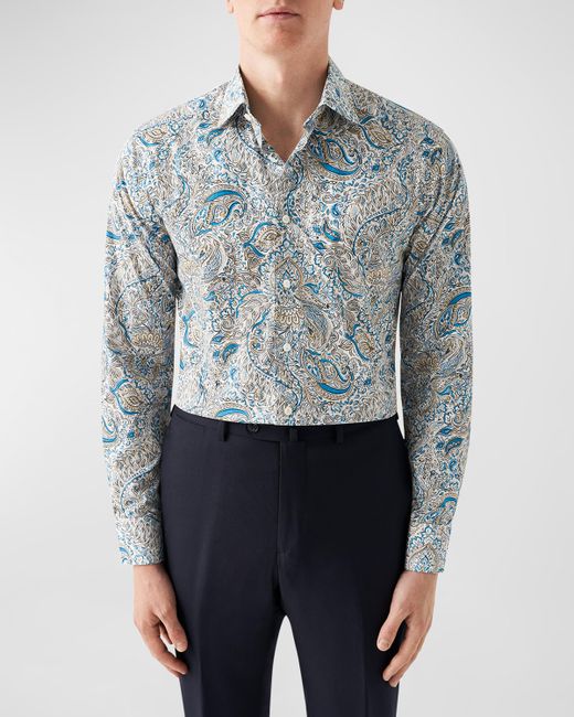 Eton Fine Twill Paisley-Print Dress Shirt