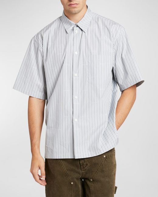 Givenchy Boxy Logo Stripe Button-Down Shirt