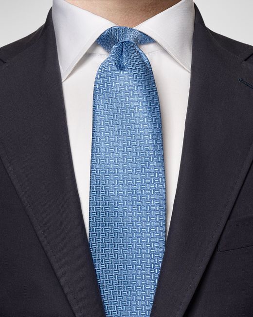 Eton Geometric Woven Silk Tie