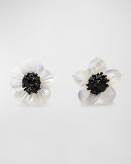Stephen Dweck Mother-of-Pearl Flower Earrings with Spinel