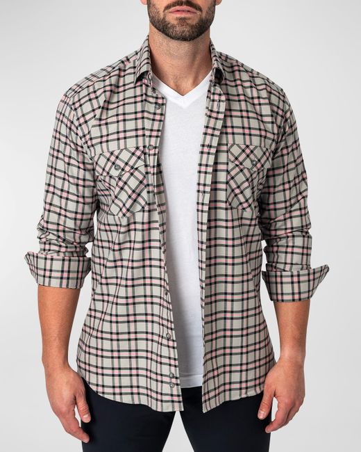 Maceoo Embroidered Flannel Sport Shirt