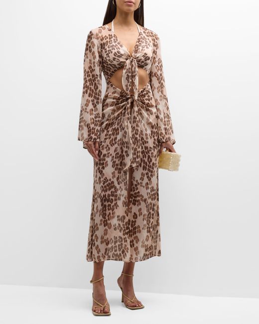 Cinq a Sept Talita Leopard-Print Maxi Dress Coverup