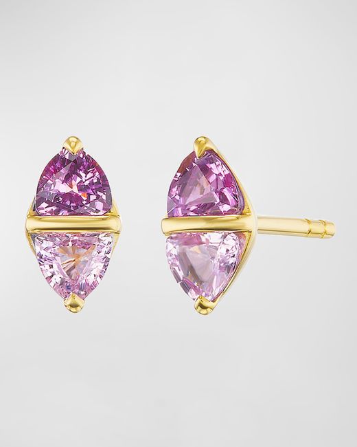 Emily P. Wheeler Diamond Stud Earrings 18K Yellow Gold and Sapphires