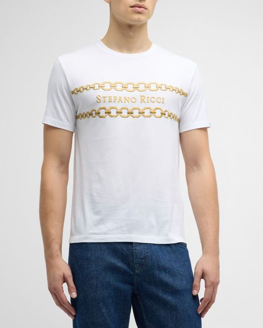 Stefano Ricci Embroidered Chain Logo T-Shirt