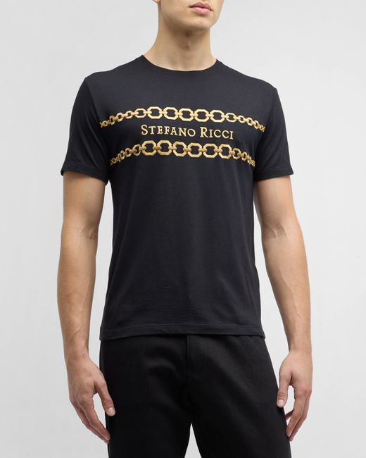 Stefano Ricci Embroidered Chain Logo T-Shirt