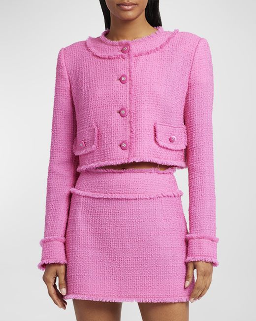 Dolce & Gabbana Rachel Collarless Crop Tweed Jacket