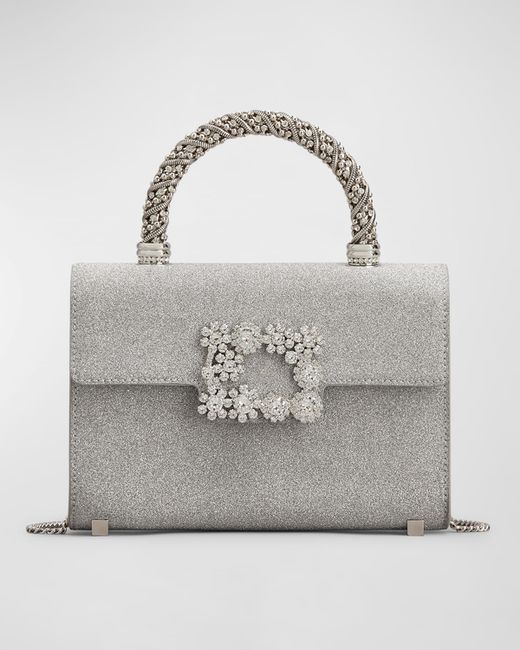 Roger Vivier Mini Flower Jewel Buckle Top-Handle Bag