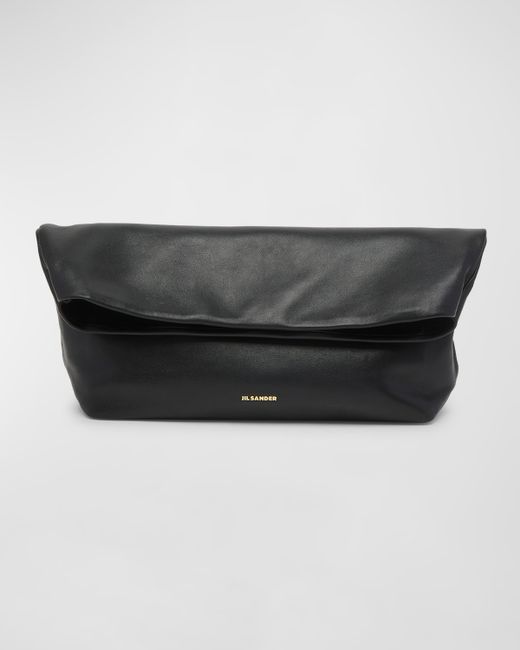 Jil Sander Fold-Over Leather Clutch Bag