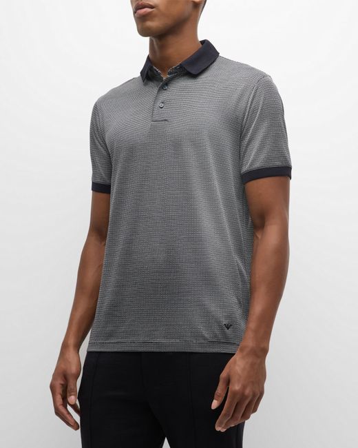 Emporio Armani Micro-Printed Jersey Polo Shirt