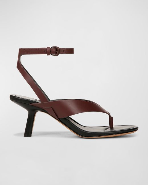 Vince Julian Leather Ankle-Strap Thong Sandals