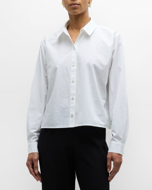 Eileen Fisher Button-Down Organic Cotton Poplin Shirt