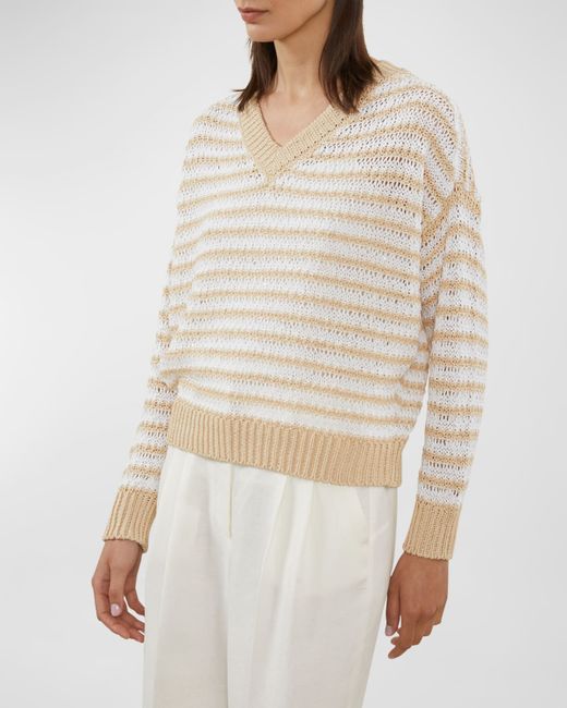 Peserico Striped Sequined Knit Sweater