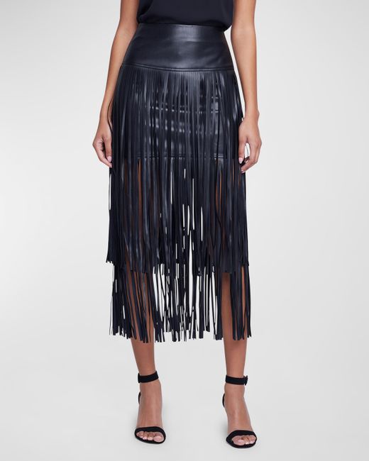 L'agence Karolina Faux Leather Fringe Skirt