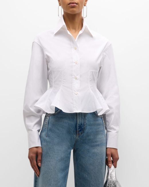 Stella McCartney Collared Cotton Peplum Shirt