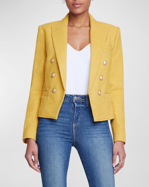 L'agence Brooke Double-Breasted Cropped Blazer