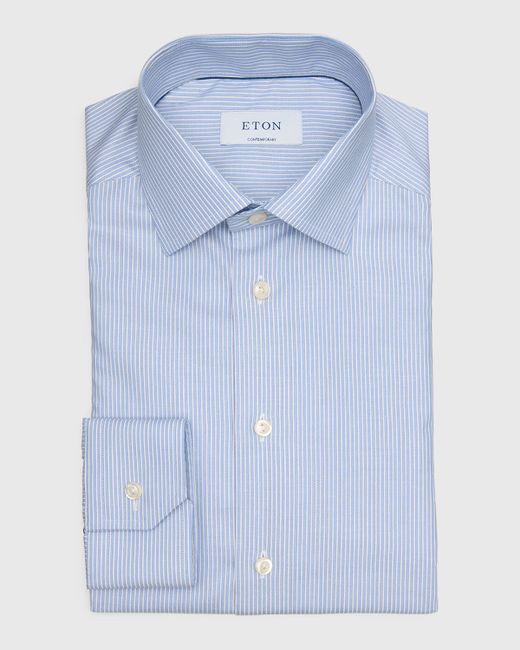 Eton Contemporary Fit Light Striped Cotton Tencel Shirt