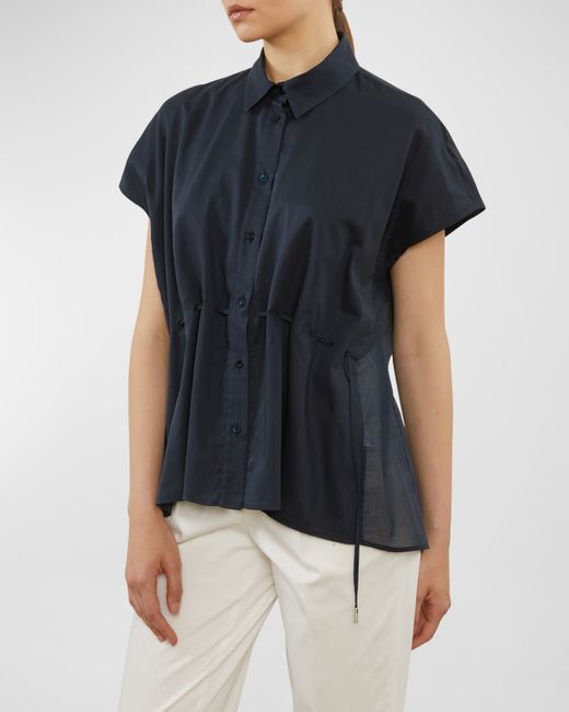 Peserico Button-Down Drawstring Cotton Shirt
