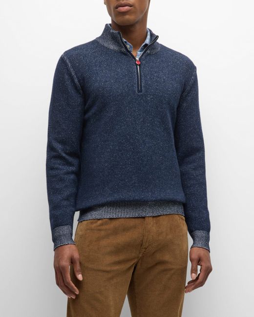 Kiton Cashmere Melange Quarter-Zip Sweater