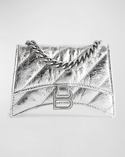 Balenciaga Crush Mini Quilted Metallic Crossbody Bag