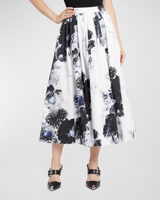 Alexander McQueen Floral-Print Midi Circle Skirt