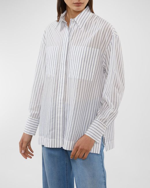 Peserico Striped Button-Down Cotton Shirt