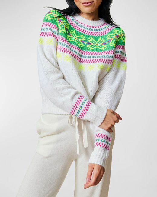 Lingua Franca Nora Raglan-Sleeve Fair Isle Knit Sweater