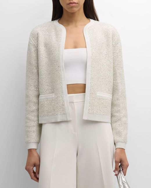 Kobi Halperin Penelope Open-Front Sequin Sweater
