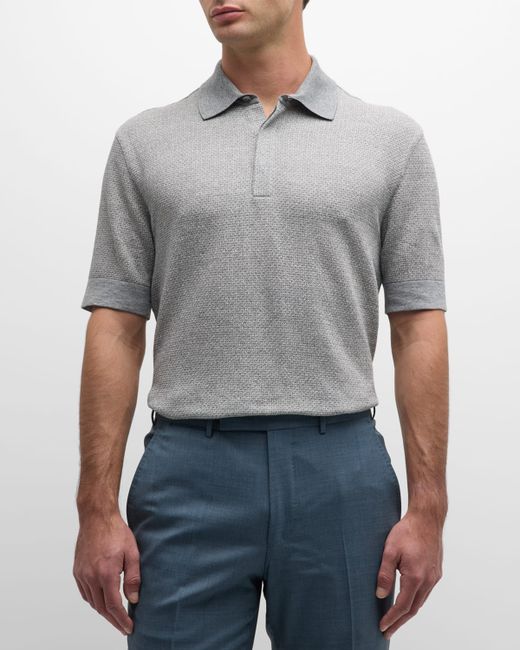 Z Zegna Cotton-Linen Jacquard Polo Shirt