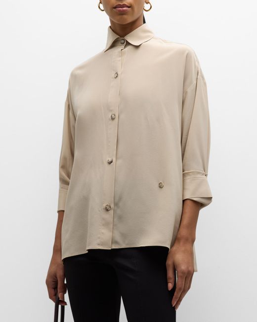 Twp Satin Sheets Silk Button-Front Shirt