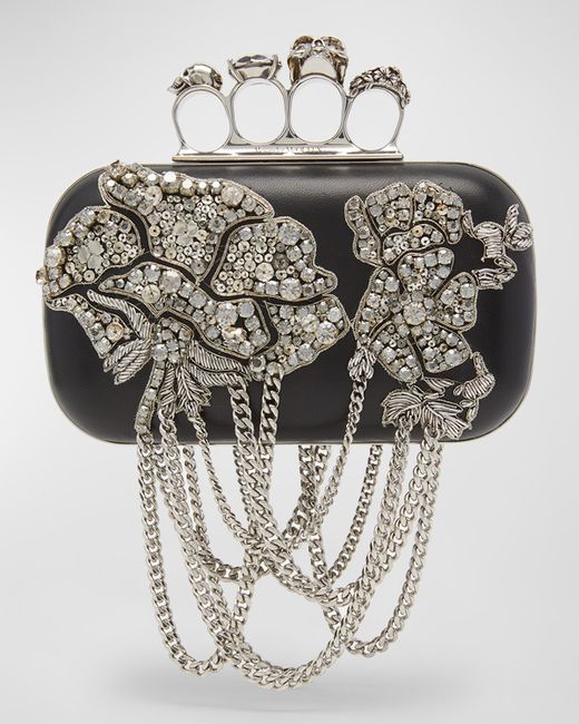 Alexander McQueen Skull Crystal-Embellished Fringe Clutch Bag