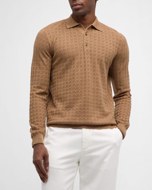Canali Textured Wool Polo Sweater