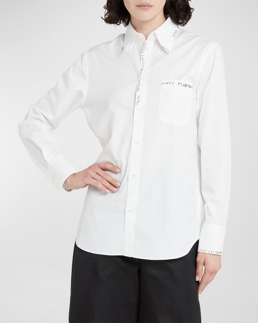 Marni Button-Front Shirt with Contrast Stitching