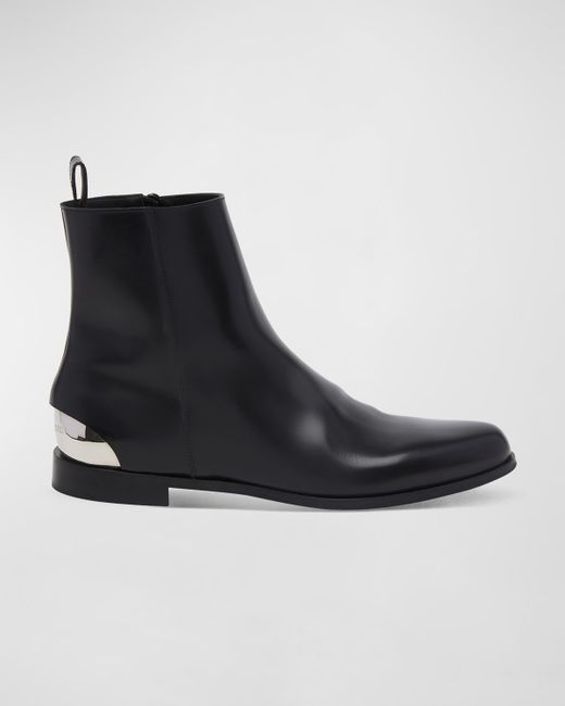 Alexander McQueen Metal-Heel Leather Ankle Boots