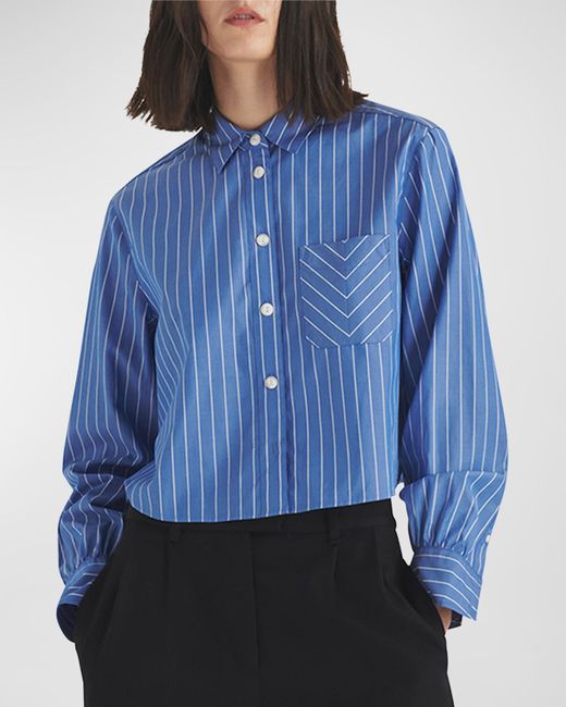 Rag & Bone Maxine Long-Sleeve Cropped Stripe Shirt