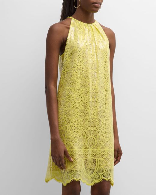 Kobi Halperin Maya Sequin Lace Halter Midi Dress