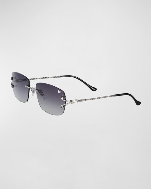 Vintage Frames Company Bal Harbour 24K White Gold Rimless Rectangle Sunglasses