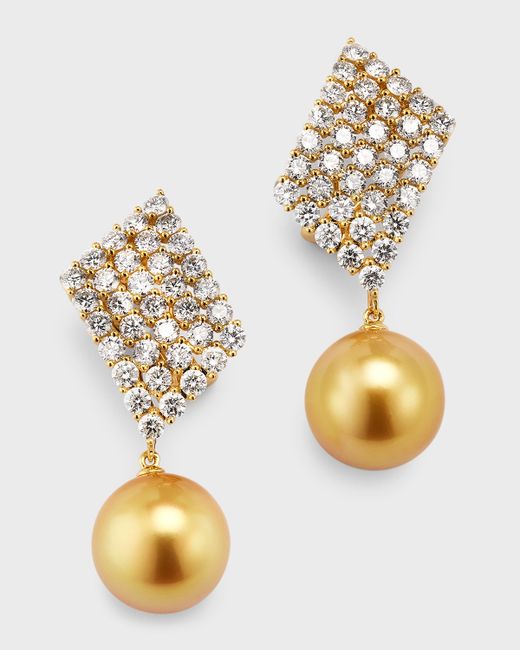 Pearls By Shari 13mm South Sea Pearl and Diamond Earrings