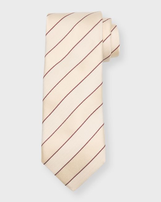 Brunello Cucinelli Double Stripe Silk-Cotton Tie