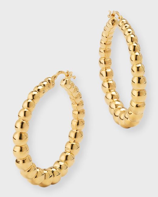 Lisa Nik 18k Gold Beaded Hoop Earrings