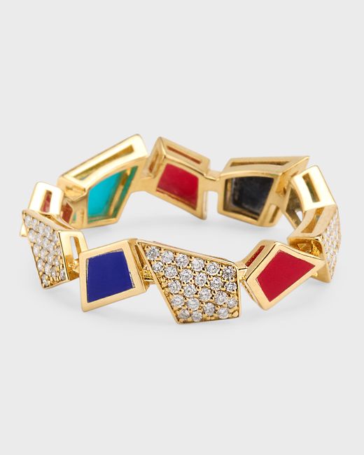 L'Atelier Nawbar 18K Yellow Gold Fragments Diamond And Coral Ring