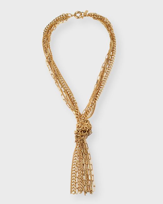 Kenneth Jay Lane Mixed-Chain Tassel Necklace