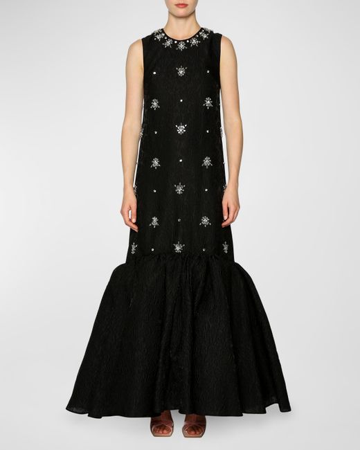 Huishan Zhang Amarice Crystal-Embroidered Sleeveless Lace Mermaid Gown