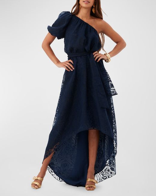 Trina Turk Afloat One-Shoulder High-Low Maxi Dress