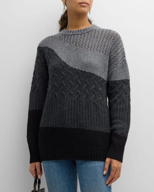 Naadam Mixed-Stitch Colorblock Wool-Cashmere Sweater