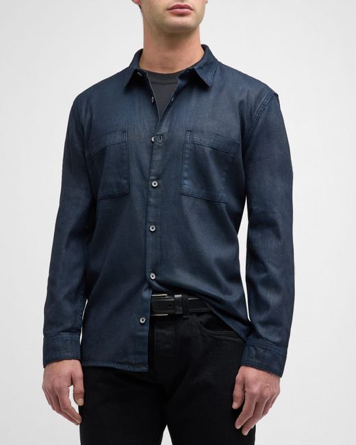 John Varvatos Cole Coated Denim Button-Down Shirt