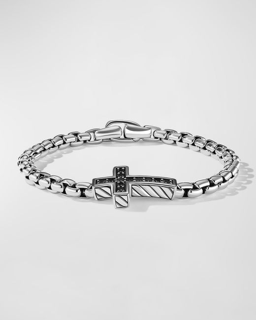 David Yurman Pave Cross Bracelet Silver with Diamonds 5mm 5.5L