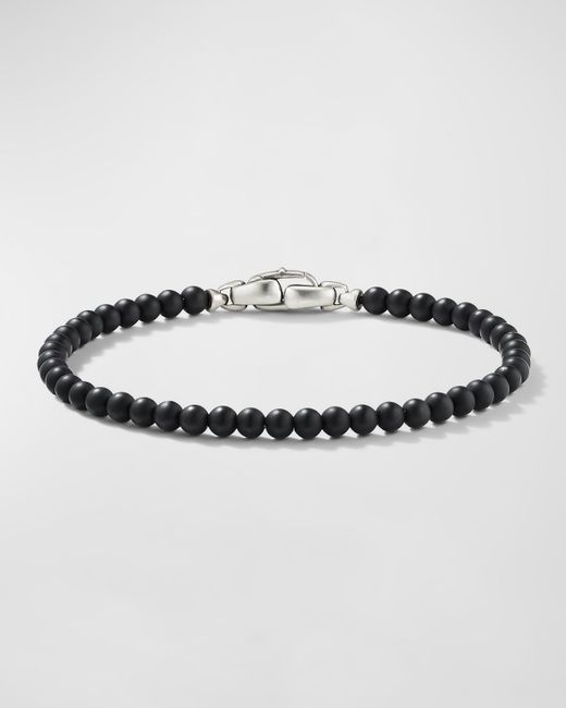 David Yurman Spiritual Beads Bracelet Silver with Onyx 4mm 5.5L