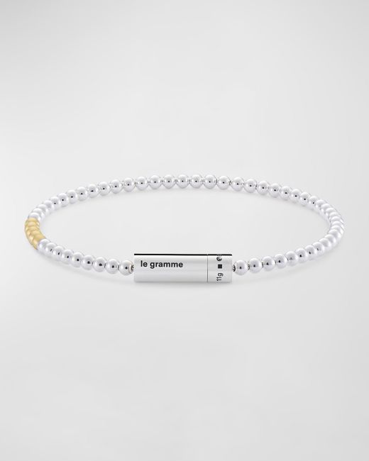 Le Gramme Polished and Brushed Two-Tone Beaded Bracelet